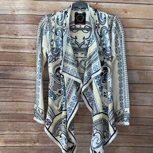 Johnny Was BIYA Embroidered Open Front Cardigan sweater